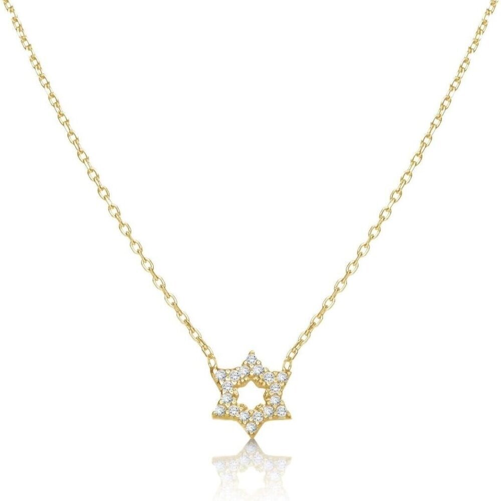 Sterling Silver Star of David Necklace Dainty CZ Pendant Adjustable Jewelry